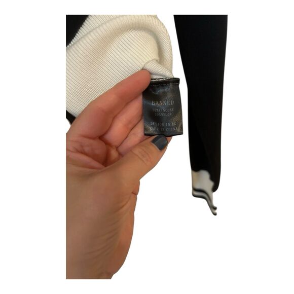 Banned Apparel Retro Pinup Style Anchors Away Sailor Sweater Blk/Wht Sz S - Picture 8 of 8